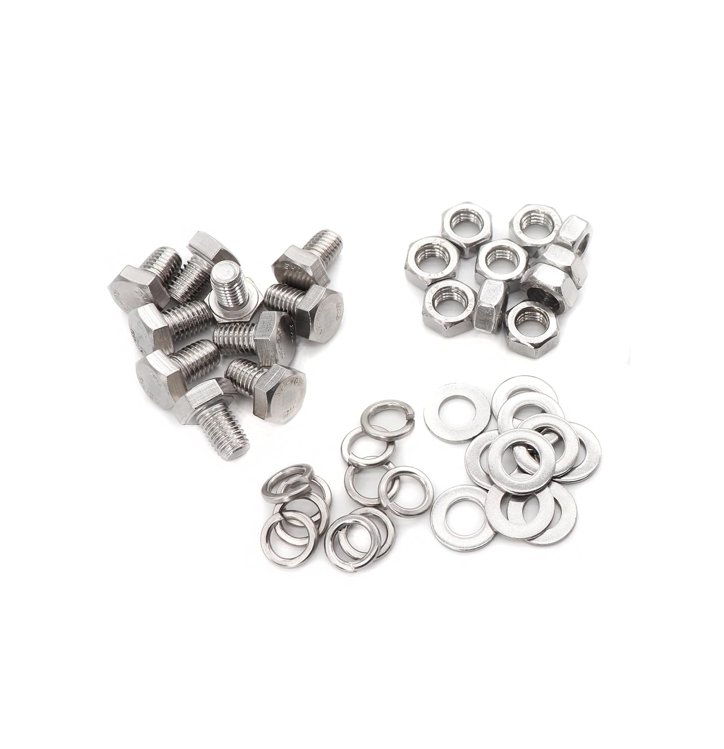 40Pcs M8 x 12mm Hex Bolts, Nuts, Flat & Spring Lock Washers Set