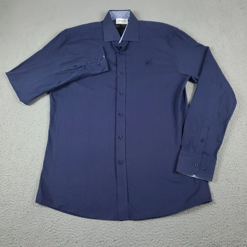 Camisa Hard Rock Para Hombre Grande Azul Negra Etiqueta Informal Abotonada Manga Larga Foto 3 de 4