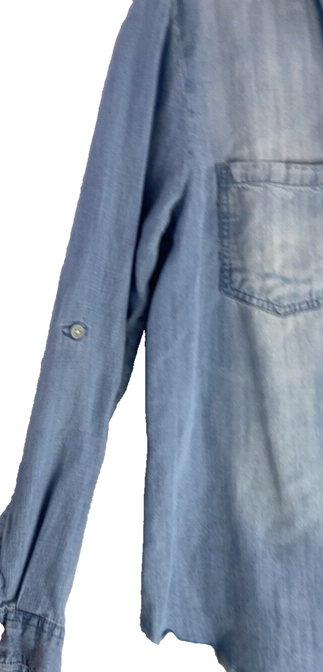 Harper Blue Chambray Button Down Long Sleeve Top … - image 3