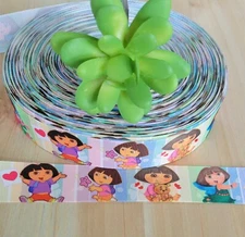 1 Inch (1 YD) Dora The Explorer Grosgrain Ribbon Swiper Explorer Star Hair Bow