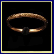 Antique Victorian Child's bangle bracelet gold filled engraved flowers 7577