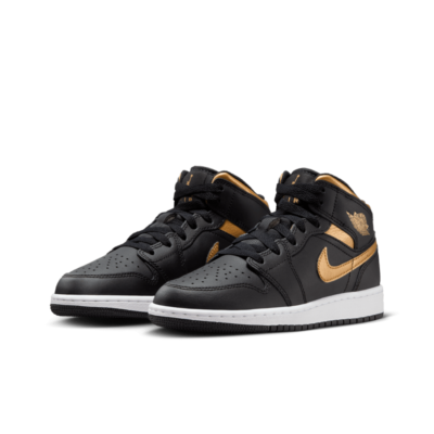 Size 7 - Air Jordan 1 Mid Black Metallic Gold for sale online | eBay