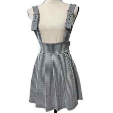 FOREVER 21 junior small black and white suspender dress zips on side adjustable