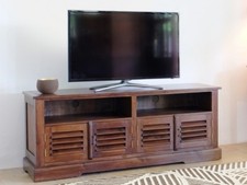 Bali Teak TV Unit | TV Cabinet | 2 Cupboards Louvered Doors | SALE New CBNT040