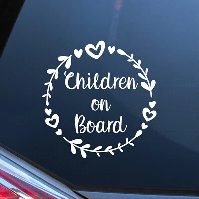 Children on Board Car Window Glass Sticker Vinyl Decal Child Van Sign Hearts Kid