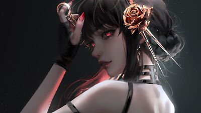 Anime nixeu digital art artwork illustration women yor Custom Gaming Mat Desk