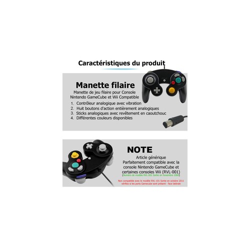 Manette Pad Joystick filaire Pour Console Nintendo GameCube & Wii - Blanc - Foto 2 di 8