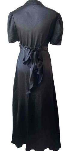 VALENTINO Plunging Puff Sleeve Silk Blend Maxi Dress Black Size 40 IT US Size 4 - Picture 8 of 9