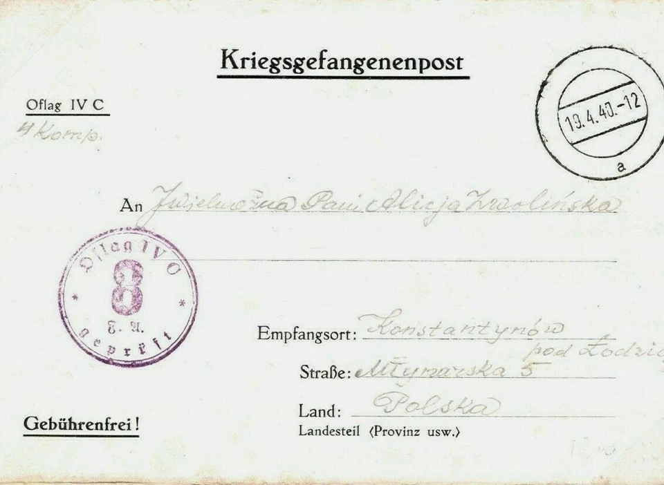 GERMANY WW2 Polish Officer POW *Colditz Castle*Letter Oflag IVC 1940 Poland 71s - Image 2 of 4