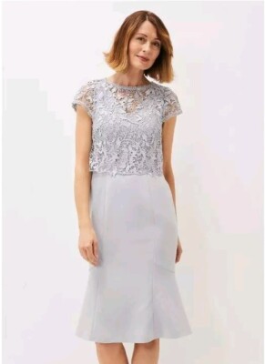 Guest Dresses Phase Eight Alisha Lace Dress Phase Eight UK 14 Grey