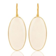 Gold Plated 925 Sterling Silver Natural Chalcedony Dangle Earrings Gift Jewelry
