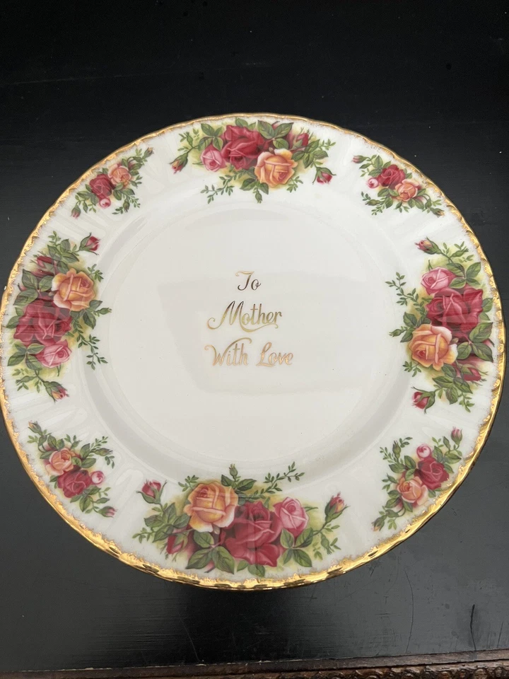 Plato Royal Albert Old Country Roses Para Madre Con Amor 8" Regalo Día de la Madre Foto 2 de 4