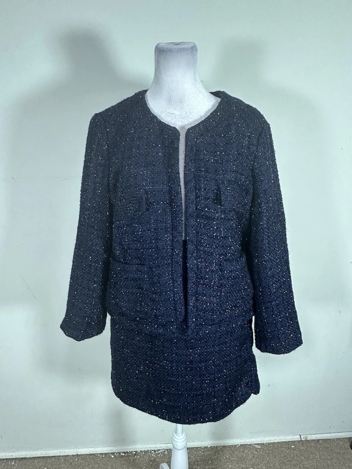 Cynthia Fowler Women’s Blue Colored Skirt Suit Set Size L - Image 2 of 4