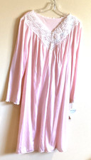 Shadowline NWT Knee Length Pink Nylon Robe Size Medium Long Sleeve