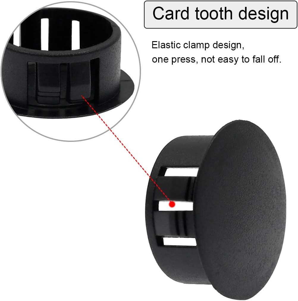 60 Flush-Type 10Mm Black Plastic Hole Plugs, Snap-In Locking End Caps