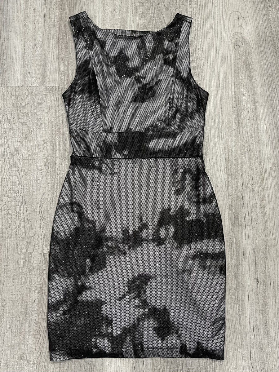 Forever 21 Black Gray Bodycon Dress Size SP Small Petite Shimmer
