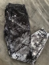 Joggers Black Gray Tie Dye Festival Size Small Unisex Drawstring