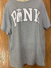 PINK Victoria's Secret Gray Dog Logo Tee