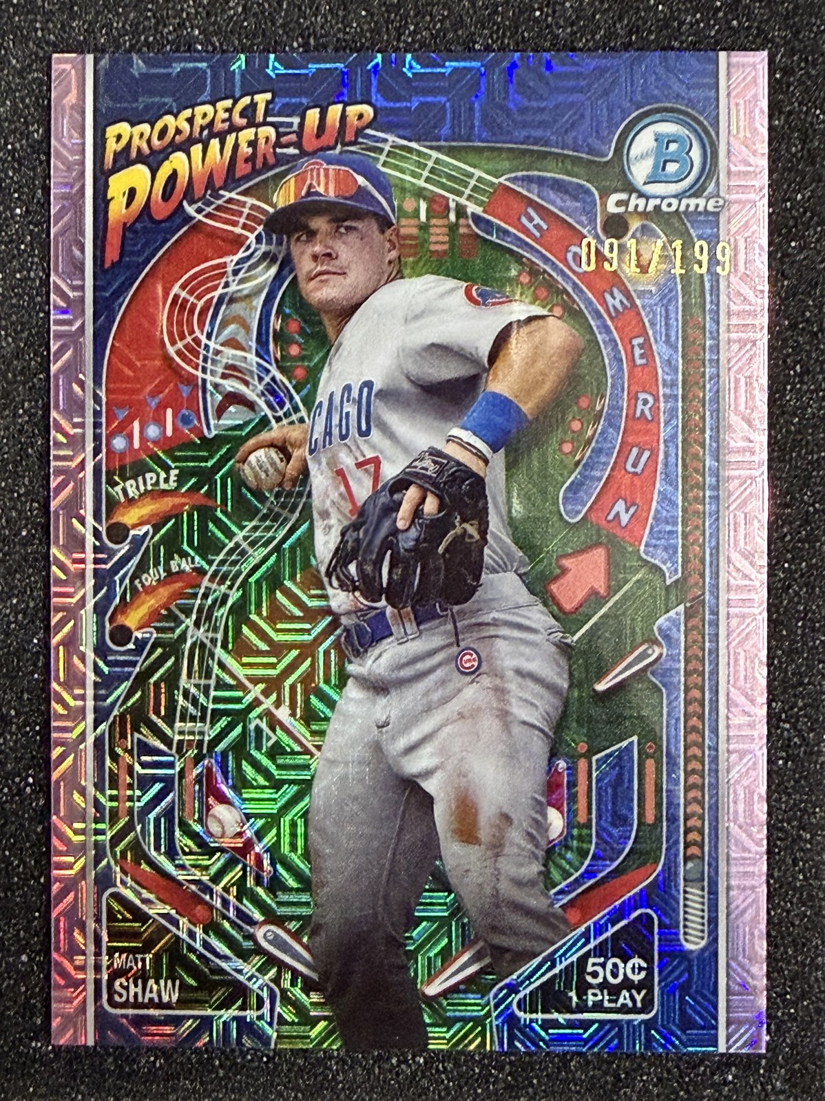 2024 Bowman Chrome Matt Shaw Prospect Power-Up Pink Mojo /199 #PP-16 Cubs