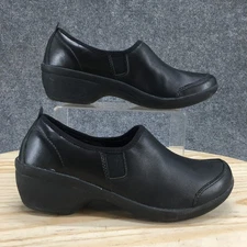 Explore24 by Easy Spirit Shoes Women 8.5 Brilliance Slip On Black Leather Casual