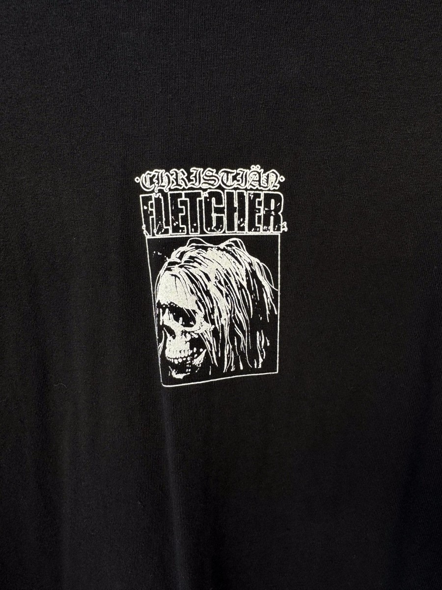 Vintage 90s Christian Fletcher Surf T-Shirt Skull Graphic Black XL