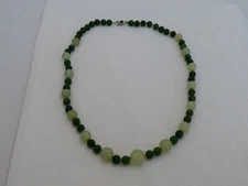 Estate 24" Old Chinese Jade Necklace with a Silver Catch BH-7