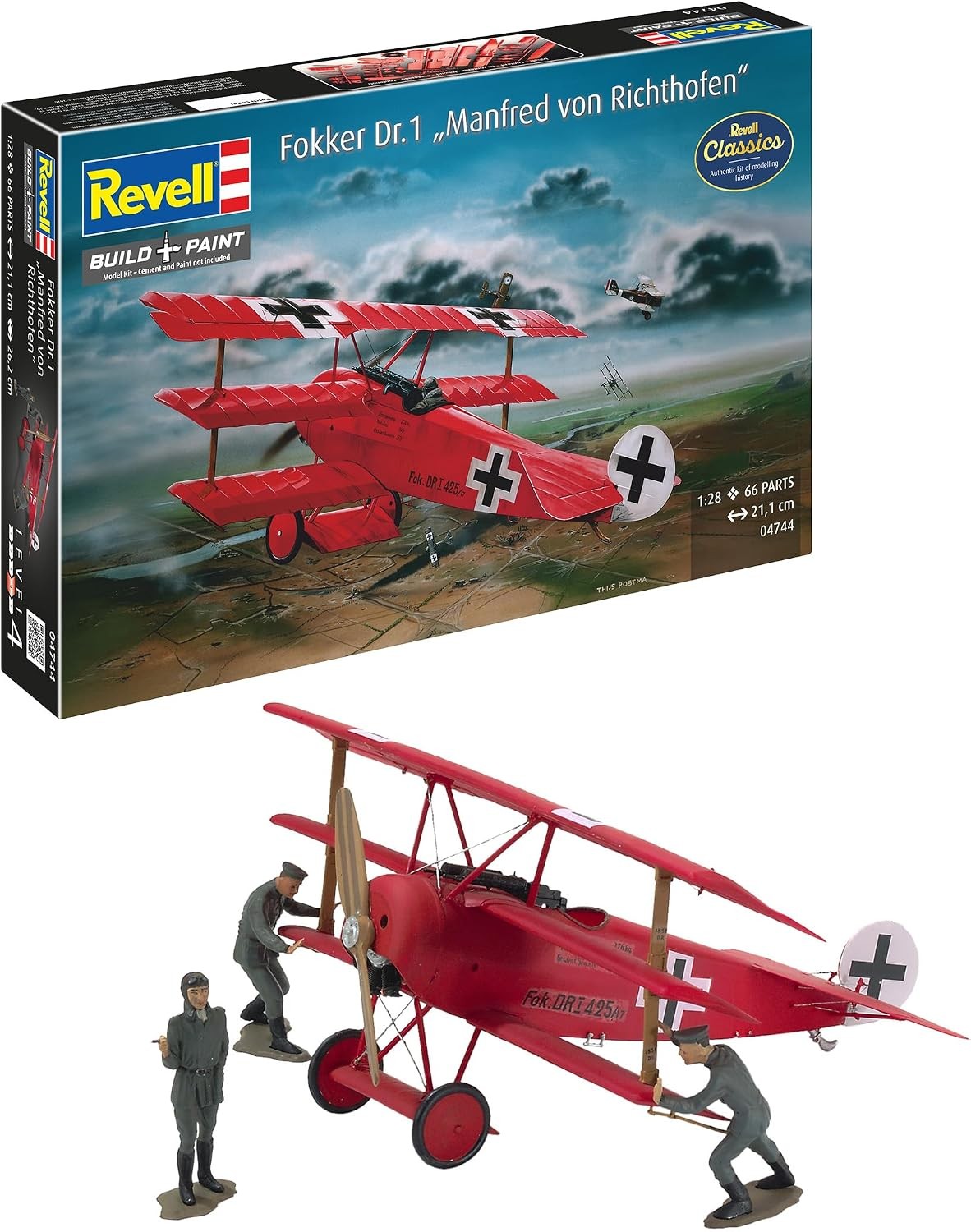 Revell 04744 Fokker Dr.1 Manfred von Richthofen 1:28 Scale Unbuilt/Unpainted Plastic Model Kit - Image 6