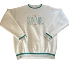 Light gray long-sleeve crewneck sweatshirt with green “BON AIRE RESORT” text and teal stripe accents on collar and cuffs.