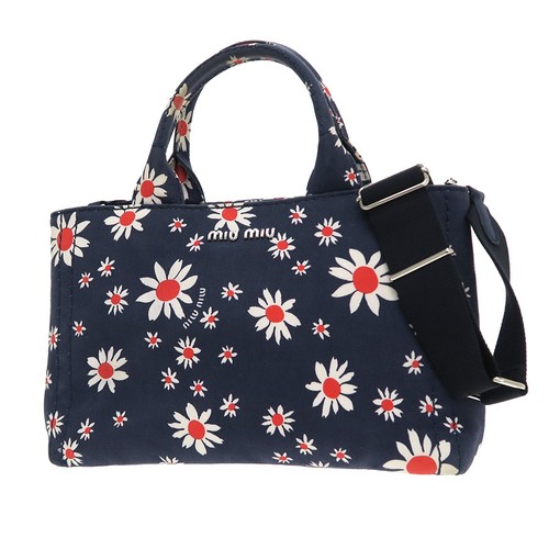 Authentic Miu Miu 2way tote handcrossbody shoulder bag archive navy flower
