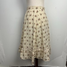 Vtg Handmade Midi Skirt Peasant Ruffle Floral Prairie Cottage Boho 70s Hippie S