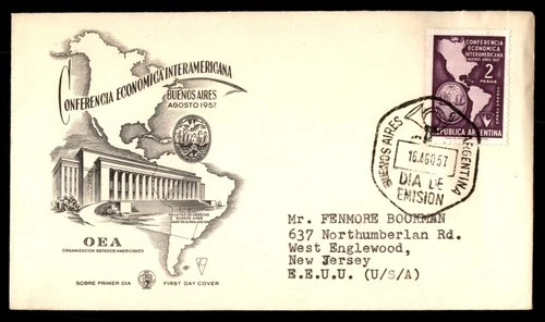 Mayfairstamps Argentina FDC 1957 Map Inter American Economic Congress First Day