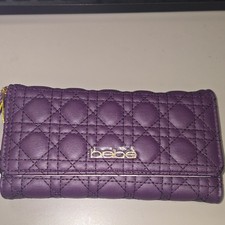 bebe Purple Quilted Logo Folding Women's Wallet Credit Card New with Tags