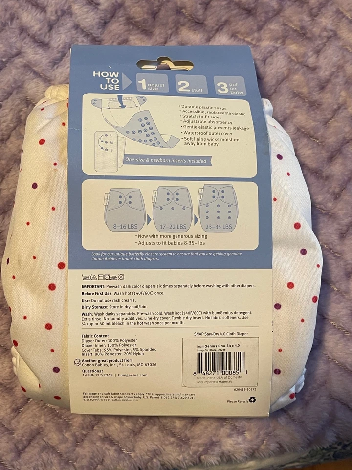 BUM GENIUS STAY DRY TELA PAÑAL BOLSILLO ESTILO TALLA 4.0 (8-35+ LBS) - ROSA - NUEVO Foto 2 de 2