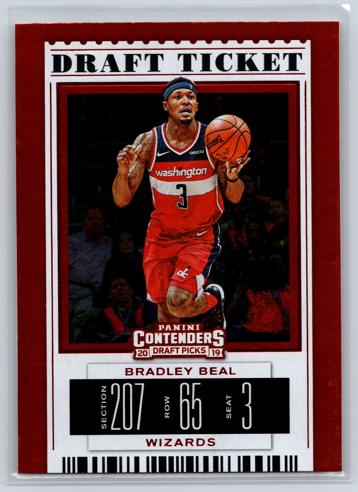 Bradley Beal 2019 Panini Contenders Draft Picks #5 Draft Ticket Red Foil