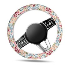Car Steering Wheel Cover, Universal 15 Inch Non-Slip Luxury Boho Flowers