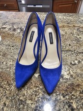 Nine West Women's Blue Suede Pumps Size 7M Made In Vietnam 4" Heels
