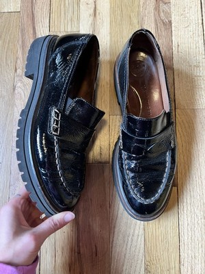 Paul Green Crinkled Patent Leather Black Loafer Size U.K 6.5/ US 9 