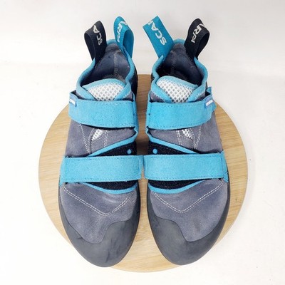Scarpa Origin Climbing Shoes Mens 8.5 Boulder Gym EU 41.5 Blue Grey Straps