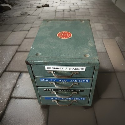 Vintage Wards Master Quality, 4 Drawer, Metal , Small Parts Storage Cabinet, 