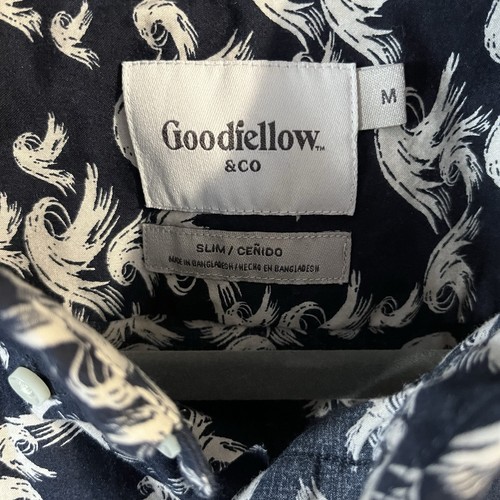 Goodfellow Men's Medium Standard Fit Button Front Short Sleeve Shirt - Foto 3 di 3