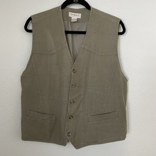 Summa Silk Vest Vintage Mens Size Small Hipster Preppy Army Green Festival