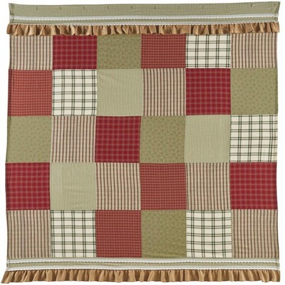 VHC Brands Prairie Winds Patchwork Cotton Burlap Farmhouse Bath Rod Pocket Butto