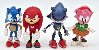 Sega Sonic the Hedgehog - LOT OF 4 PVC Figure Toys - Metal Amy Rose Knuckles