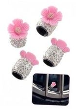 4 PCS Tire Valve Caps, Cherry Blossom Flower Dustproof Tire Air Caps,