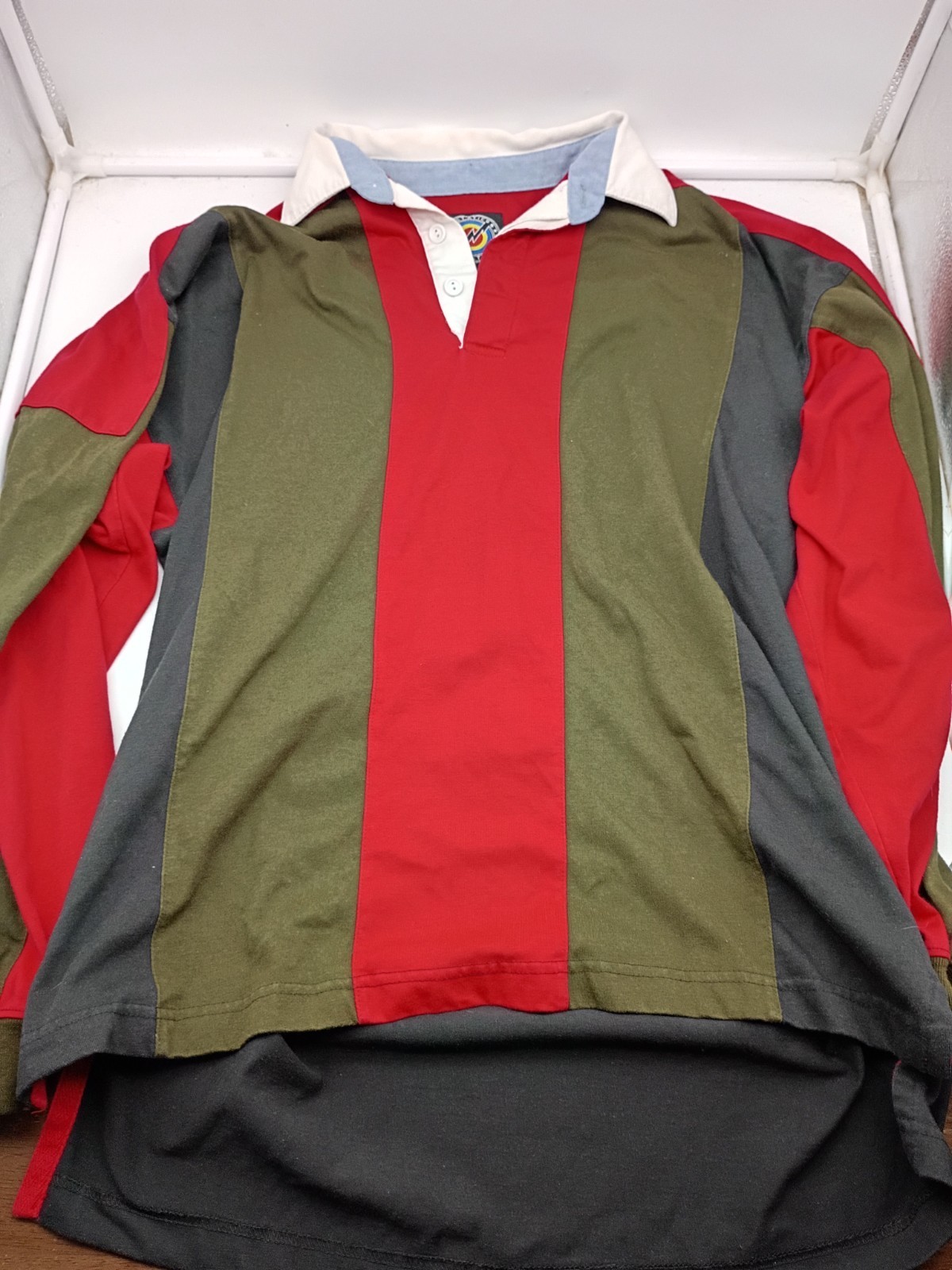 Vintage 90s Static International Colorblock Polo Longsleeve Medium Shirt Hop Hop