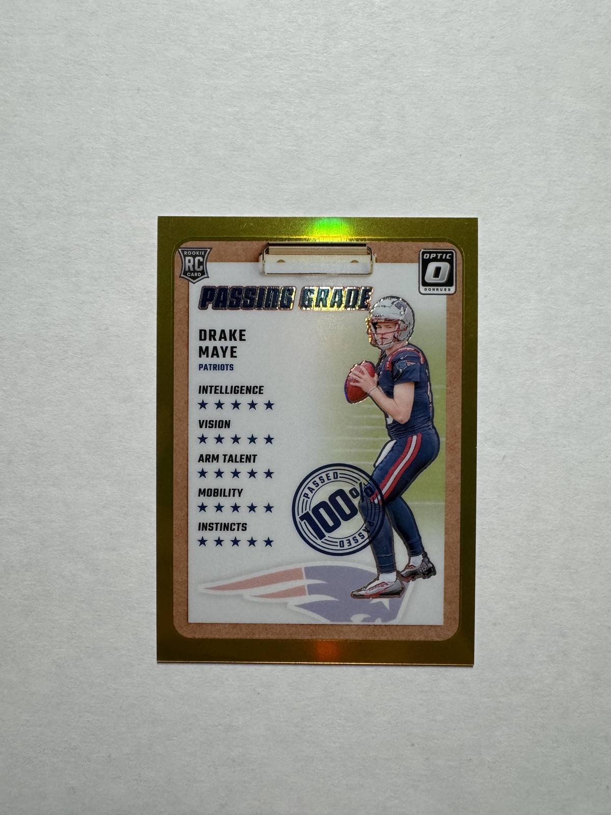 Drake Maye 2024 Panini Donruss Optic Passing Grade Gold Prizm Rookie Card RC /10