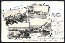 Cestin, Celkov� pohled, N�mest�, Postcard