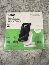 Belkin MagSafe BoostCharge 2-in-1 Magnetic Foldable Charger Stand 15W Qi2 White