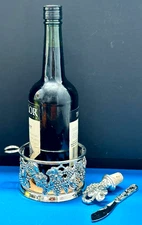 Godinger Silverplate Wine Bottle Holder Coaster & Wine Cork Stopper&Cheese Knife