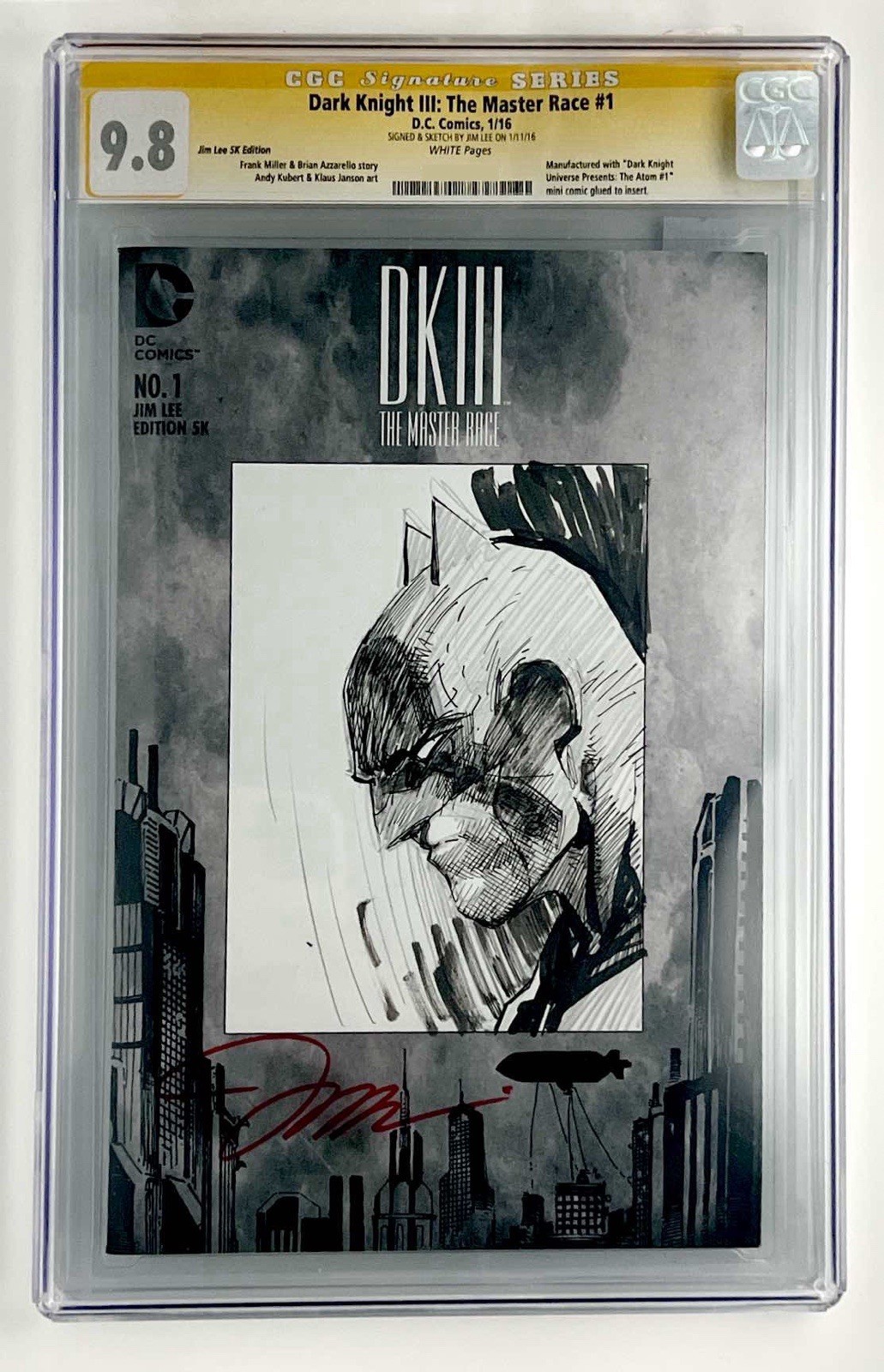 Dark Knight III: The Master Race #1 9.8 CGC Sign & Sketch Jim Lee 5k Edition